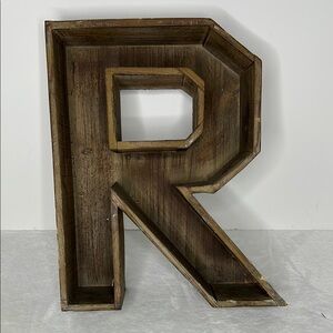 Wooden R Initial Home Decor